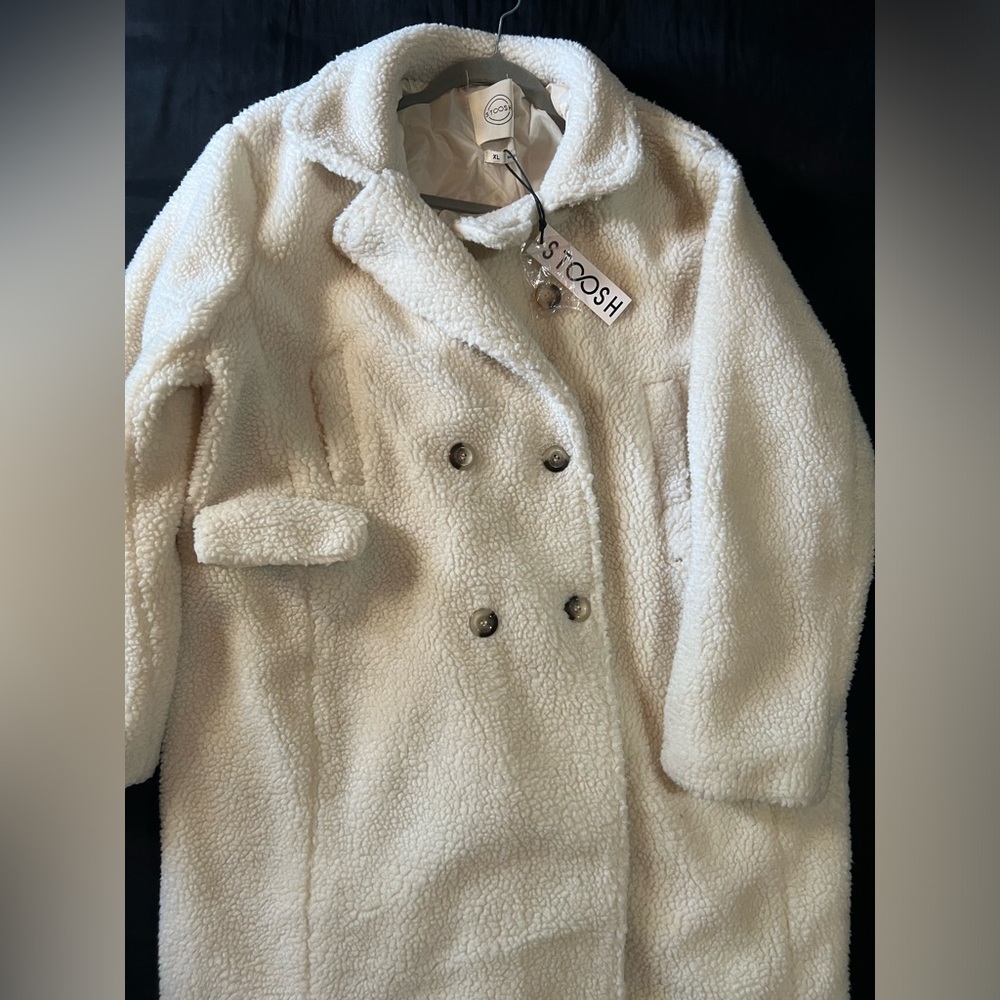 Beige teddy sherpa coat